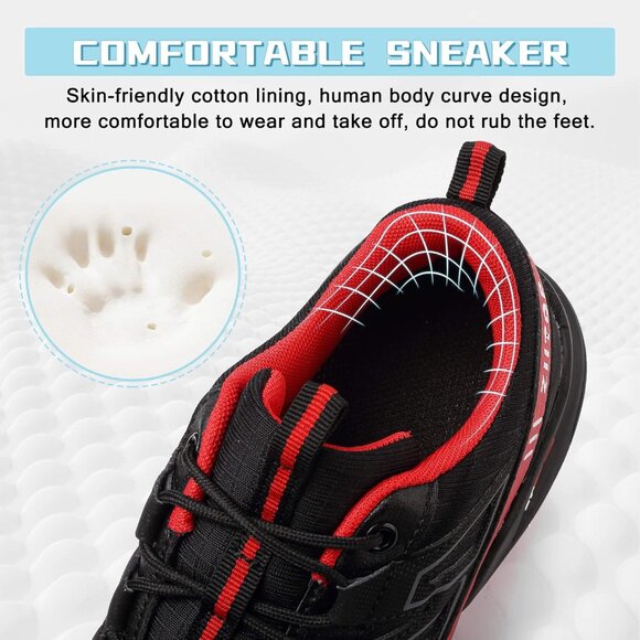 Trail Running Shoes Men Black-red Hiking Shoes Outdoor Breathable Walking Shoes - Picture 4 of 7